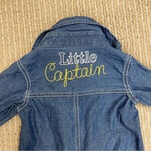 Carter’s Little Captain Chambray Long Sleeve Jumpsuit Size 24 Months Baby